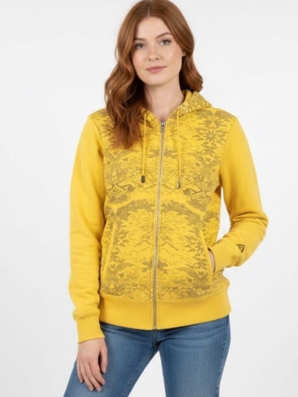 Nike ACG Yellow Zip Full Printed Hoodie - Size Small